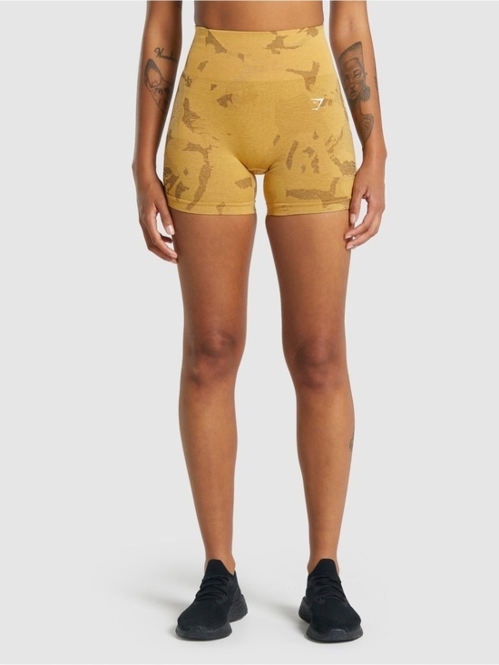 Gymshark Adapt Camo Seamless Shorts - Yellow Mustard - Small